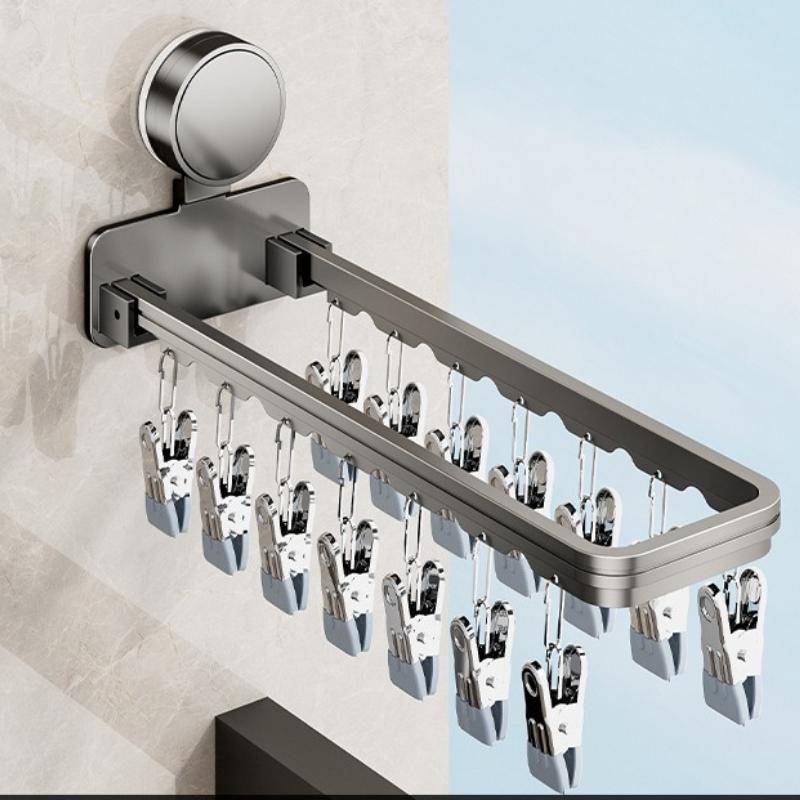 Folding Suction Cup Clothes Drying Rack 14 Clips for Drying Underwear Socks No Drilling Wall-mounted
Folding Suction Cup Clothes Drying Rack 14 Clips for Drying Underwear Socks No Drilling Wall-mounted