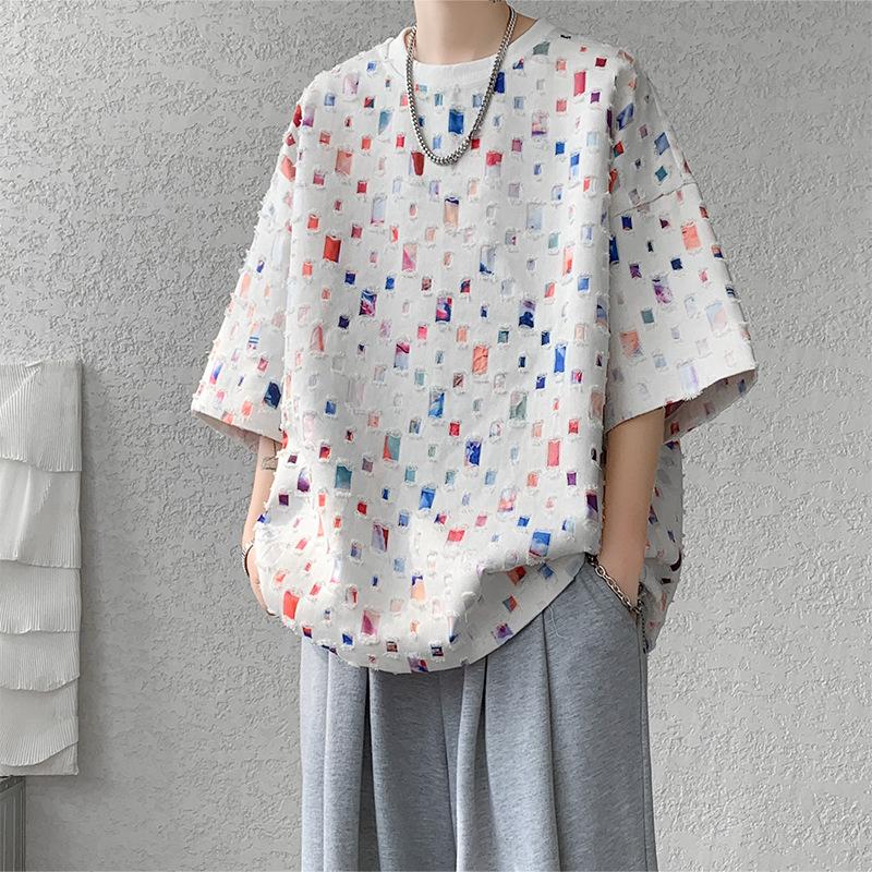 Summer Short Sleeved T-shirt Men Fashion Oversized Plaid T Shirt Men Streetwear Hip Hop Loose Hollow Out T-shirt Mens Large Size S
Summer Short Sleeved T-shirt Men Fashion Oversized Plaid T Shirt Men Streetwear Hip Hop Loose Hollow Out T-shirt Mens Large Size S