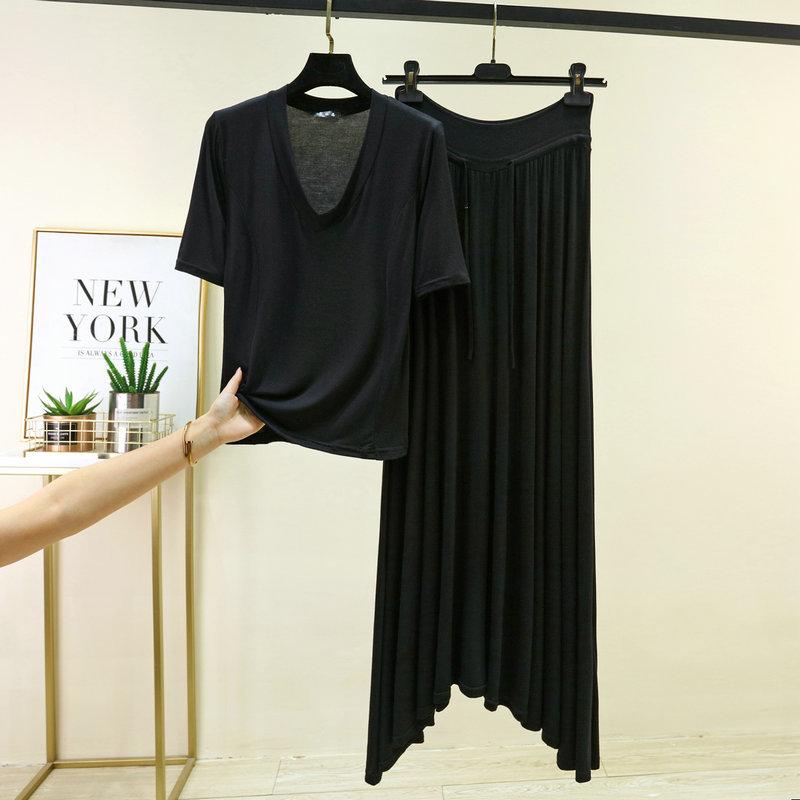 Размеры от M до 6XL Комплекты пижамы из модала U-образный вырез короткий рукав футболка и длинная юбка с высокой талией на шнурке Комплект для отдыха Одежда для сна Повседневный 2-Piece домашняя одежда M
Размеры от M до 6XL Комплекты пижамы из модала U-образный вырез короткий рукав футболка и длинная юбка с высокой талией на шнурке Комплект для отдыха Одежда для сна Повседневный 2-Piece домашняя одежда M
