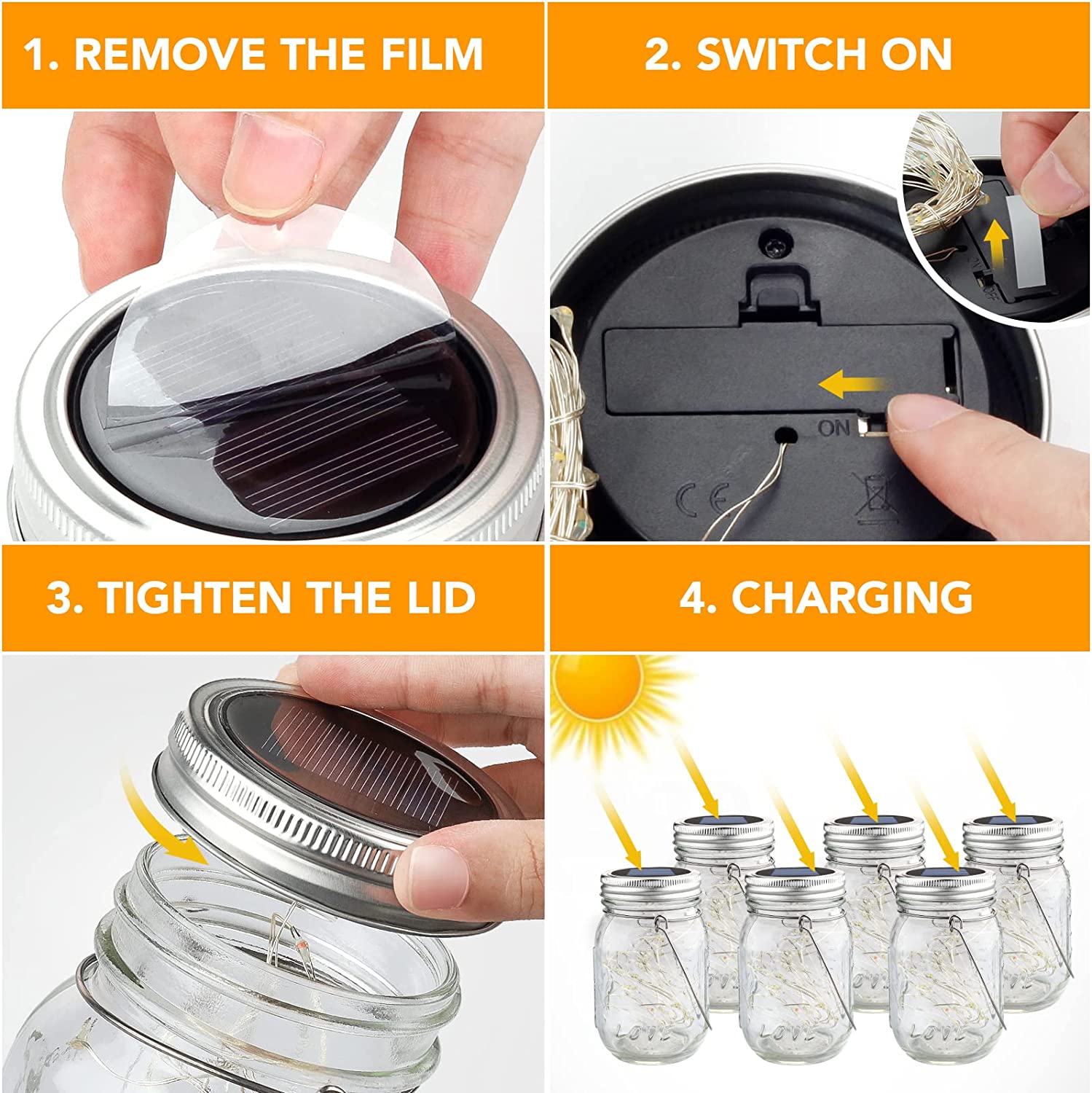 Solar Mason Jar Lights 30 світлодіодних водонепроникних феєричних світлячків, кришка для банки з ручками. Світильники для патіо, саду, весільних прикрас
Solar Mason Jar Lights 30 світлодіодних водонепроникних феєричних світлячків, кришка для банки з ручками. Світильники для патіо, саду, весільних прикрас