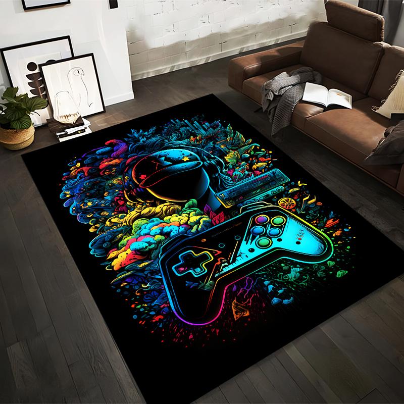 Colorful Gaming Controller Art Carpet with Neon Helmet Design, 3D Style. Suitable for use as an anti-slip for living room bedroom sofas 40x60cm( 15x23in )
Colorful Gaming Controller Art Carpet with Neon Helmet Design, 3D Style. Suitable for use as an anti-slip for living room bedroom sofas 40x60cm( 15x23in )
