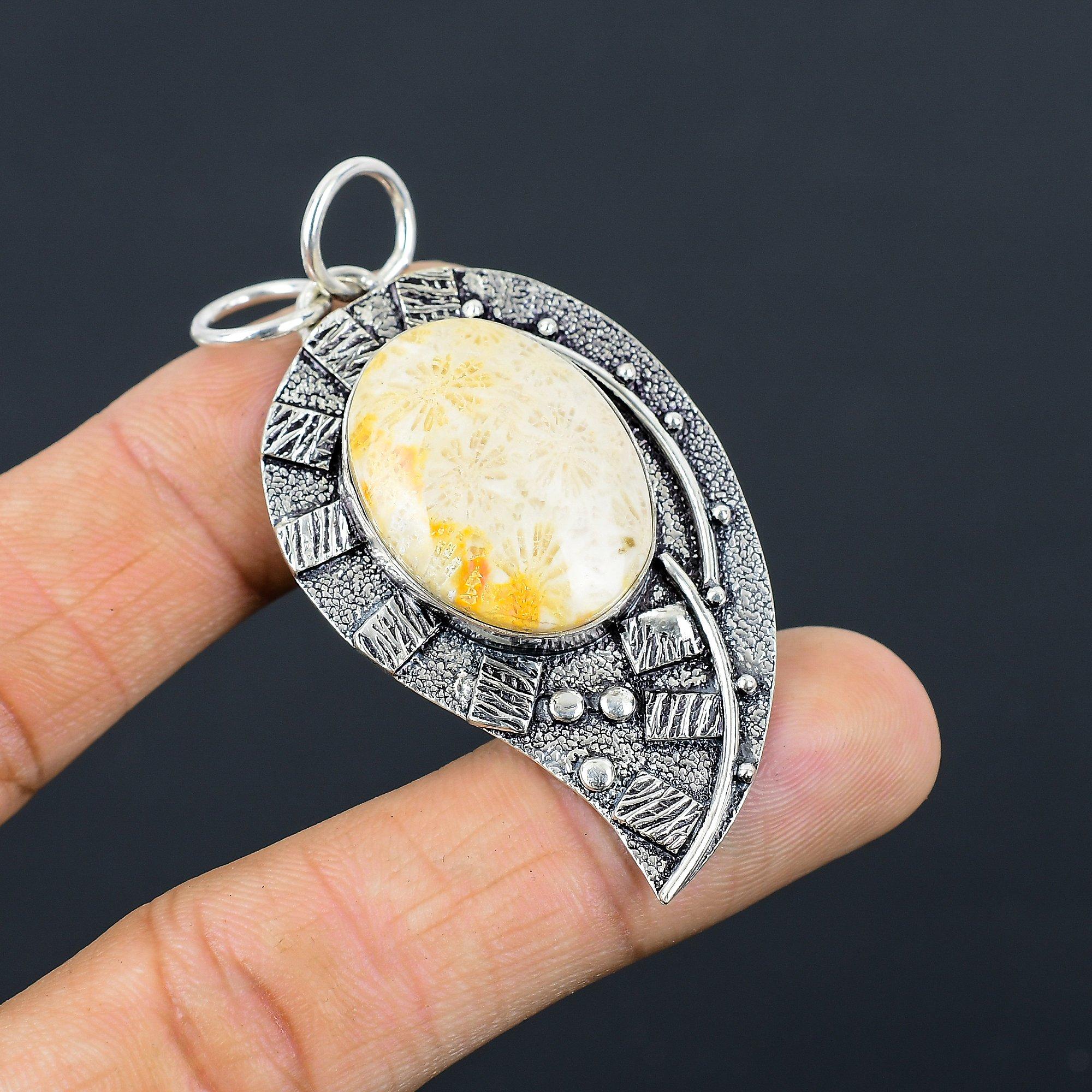 Womens day Sale 925 Sterling Silver Fossil Coral Gemstone Bezel Pendant Jewelry
Womens day Sale 925 Sterling Silver Fossil Coral Gemstone Bezel Pendant Jewelry