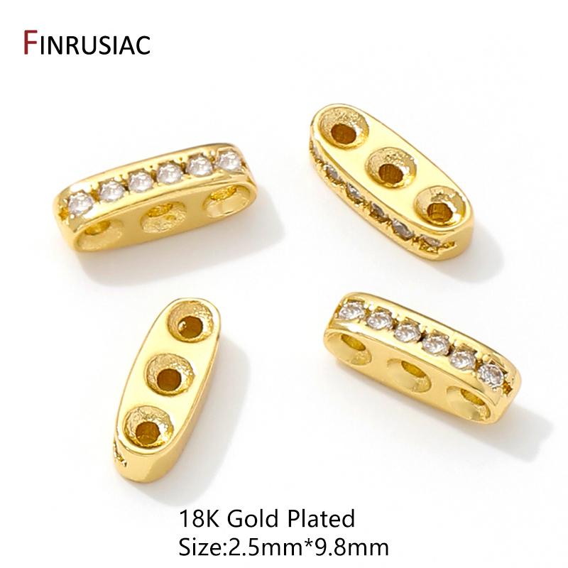 18K Gold Plated Brass Inlaid Zircon 3 Holes Separators for Beads Bar Connector DIY Beading Jewellery Making Accessories 2 Pieces
18K Gold Plated Brass Inlaid Zircon 3 Holes Separators for Beads Bar Connector DIY Beading Jewellery Making Accessories 2 Pieces