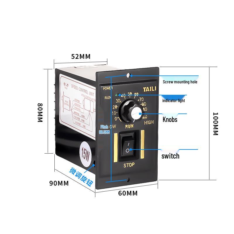 US-52 Motor Speed Controller 6-400W, AC 220V Gear Motor Switch with Forward/Reverse Control
US-52 Motor Speed Controller 6-400W, AC 220V Gear Motor Switch with Forward/Reverse Control