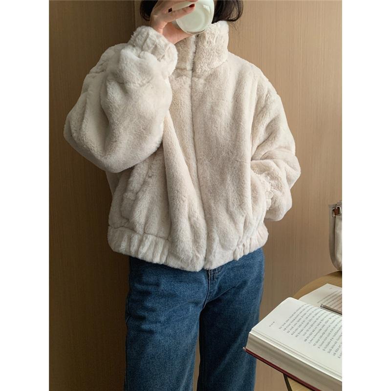 Plush Fleece Stand Collar Coat For Women XXL off білий колір
Plush Fleece Stand Collar Coat For Women XXL off білий колір