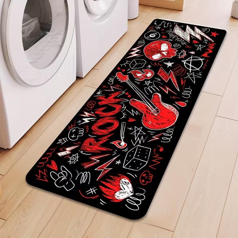 Rock Music Rug Black Carpet with Electric Guitar Lightning Flames Skulls Rock N Roll Decor Non-Slip Mat for Living Room Bedroom 40cm x 120cm
Rock Music Rug Black Carpet with Electric Guitar Lightning Flames Skulls Rock N Roll Decor Non-Slip Mat for Living Room Bedroom 40cm x 120cm