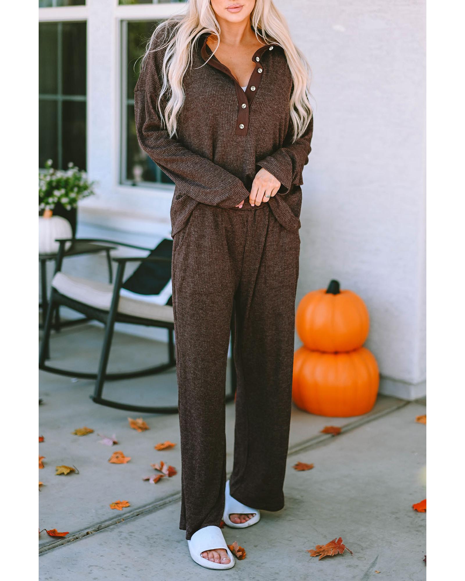 Azura Exchange Ribbed Knit Collared Henley Top and Pants Lounge Outfit XL коричневий
Azura Exchange Ribbed Knit Collared Henley Top and Pants Lounge Outfit XL коричневий
