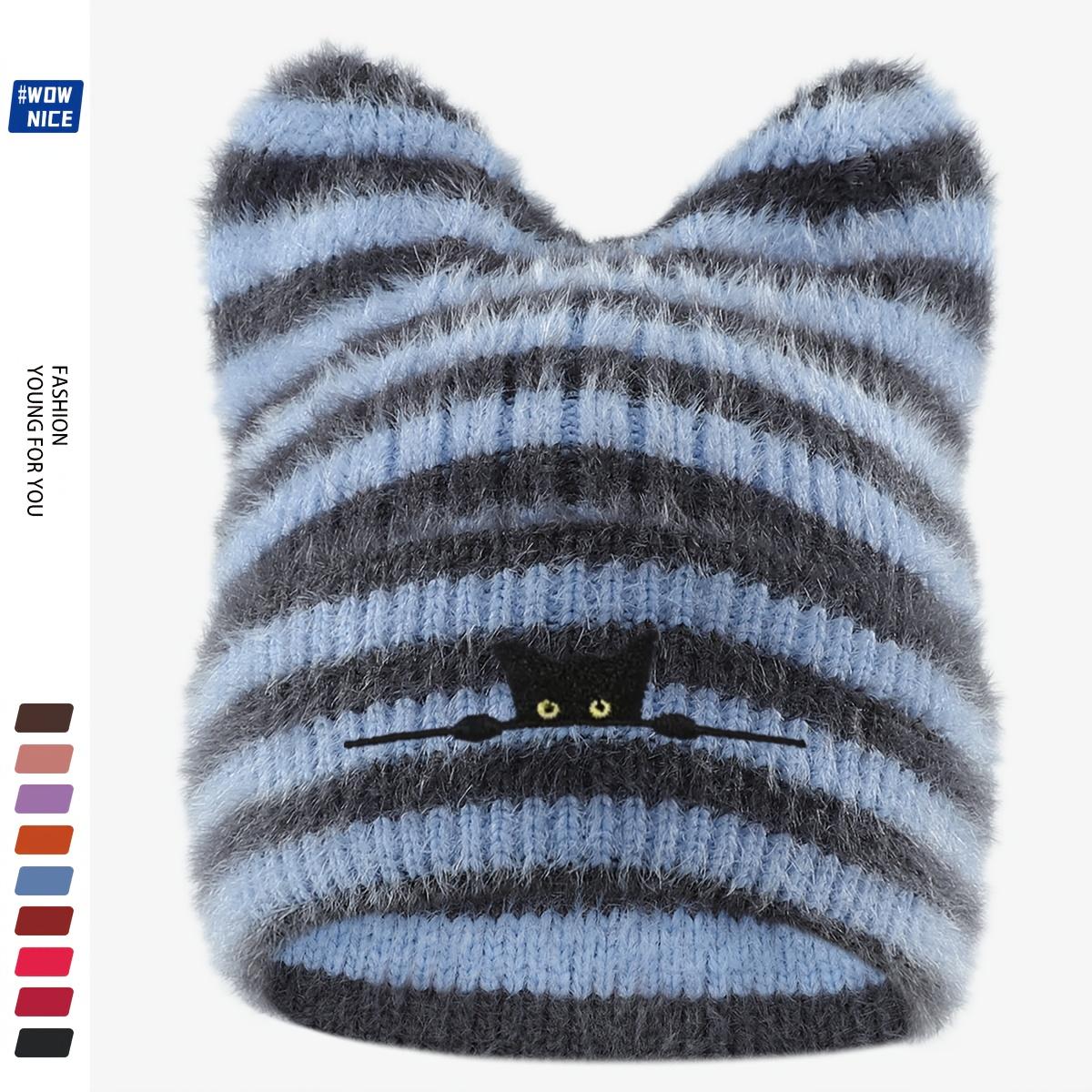Autumn and Winter Cute Cat Ears Warm Hat Beanie Cap for Women Fashion Head Hat Striped Knitted Hat
Autumn and Winter Cute Cat Ears Warm Hat Beanie Cap for Women Fashion Head Hat Striped Knitted Hat