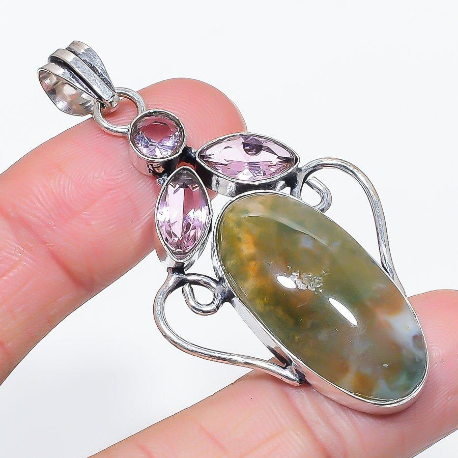 Натуральный индийский моховой агат, кунцит, кулон из стерлингового серебра 925 пробы 2,40 H1n28
Натуральный индийский моховой агат, кунцит, кулон из стерлингового серебра 925 пробы 2,40 H1n28
