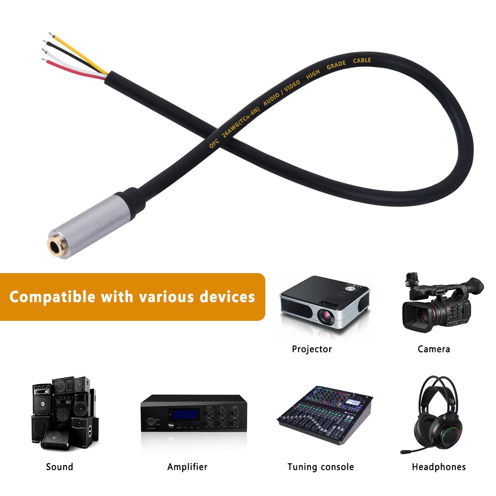 3.5mm Female Plug to Bare Wire Open End Cable TRRS 4 Pole Stereo Auditory Replacement for Earphones and Microphones
3.5mm Female Plug to Bare Wire Open End Cable TRRS 4 Pole Stereo Auditory Replacement for Earphones and Microphones