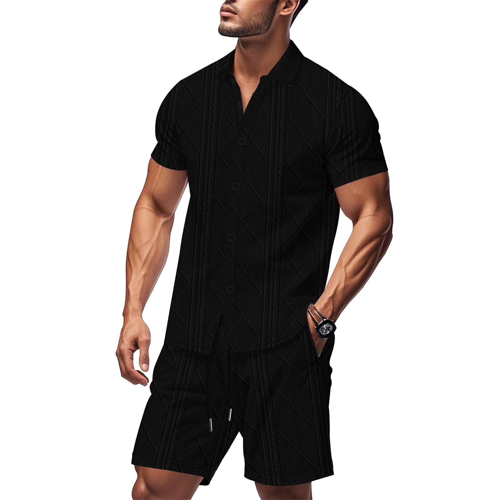 Мужской летний однотонный дышащий свободный комплект из рубашки с коротким рукавом на пуговицах и шорт XXXL чёрный
Мужской летний однотонный дышащий свободный комплект из рубашки с коротким рукавом на пуговицах и шорт XXXL чёрный