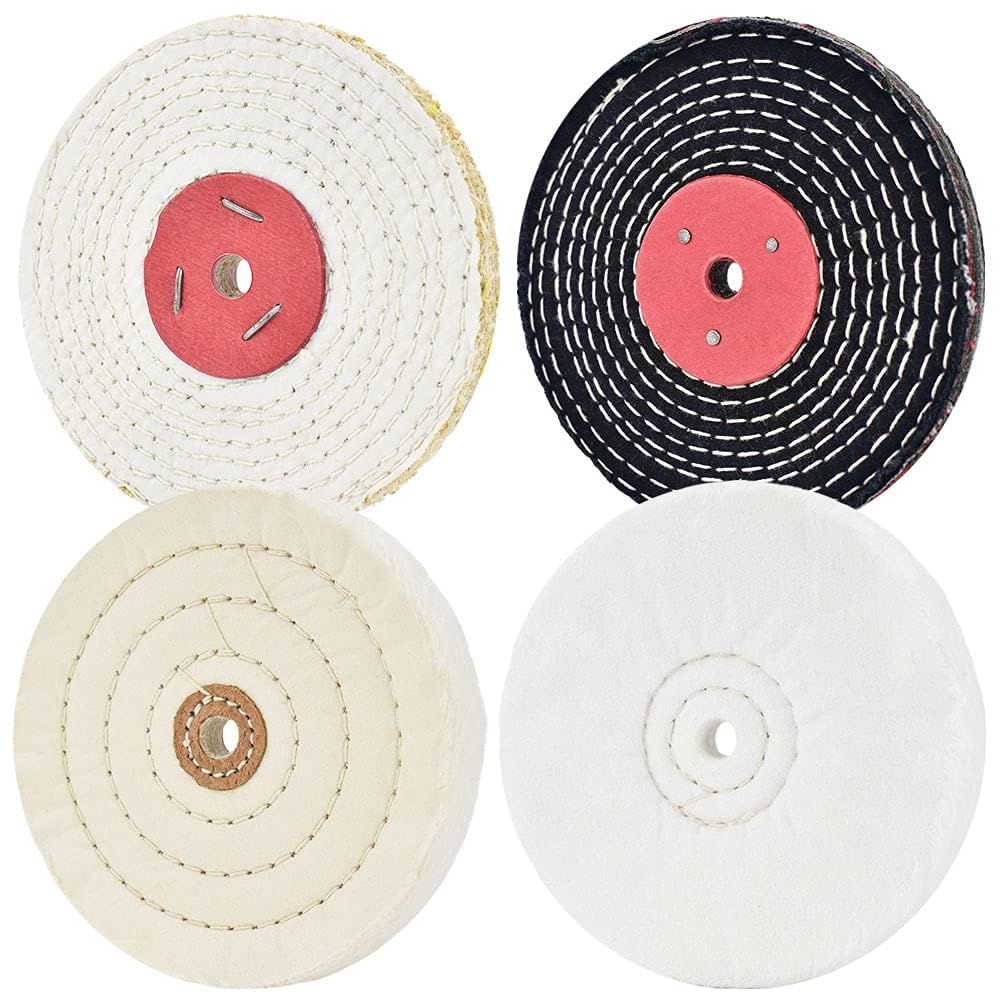 QZATACAEN 150mm/6-inch Buffing Wheel for Bench Grinder, Soft/Fine/Medium/Coarse Grit, 1.27cm (1/2-inch) Arbor Hole - 4 Pieces
QZATACAEN 150mm/6-inch Buffing Wheel for Bench Grinder, Soft/Fine/Medium/Coarse Grit, 1.27cm (1/2-inch) Arbor Hole - 4 Pieces