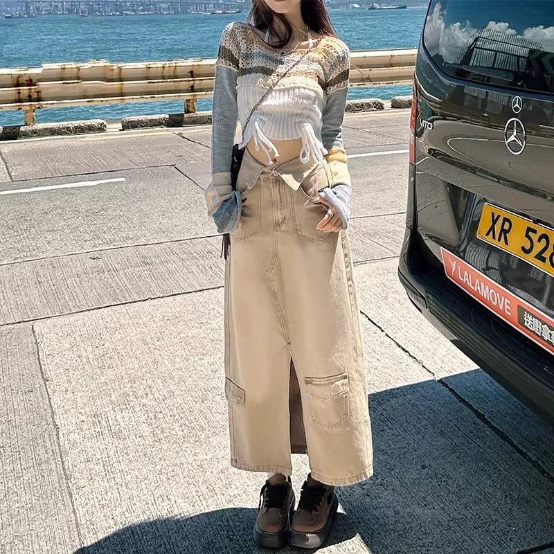 Retro High-Waist A-Line Denim Midi Skirt - Versatile, Slimming, Loose-Fit, Trendy Spring Design 2XL хакі
Retro High-Waist A-Line Denim Midi Skirt - Versatile, Slimming, Loose-Fit, Trendy Spring Design 2XL хакі