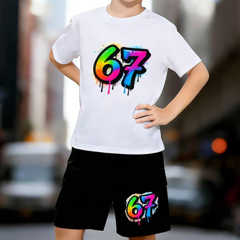 Boys 2 Piece Funny 67 Printed outfit, Short Sleeve T-Shirt and Shorts Set for Kids Age 5-14,White, Black Sporty Casual Summer Clothes 13-14 Years
Boys 2 Piece Funny 67 Printed outfit, Short Sleeve T-Shirt and Shorts Set for Kids Age 5-14,White, Black Sporty Casual Summer Clothes 13-14 Years