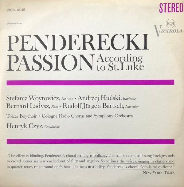LP Record KRZYSZTOF PENDERECKI - STEFANIA WOY - Passion According To St. Luke VICS6015 RCA Victrola US Classical Used
LP Record KRZYSZTOF PENDERECKI - STEFANIA WOY - Passion According To St. Luke VICS6015 RCA Victrola US Classical Used