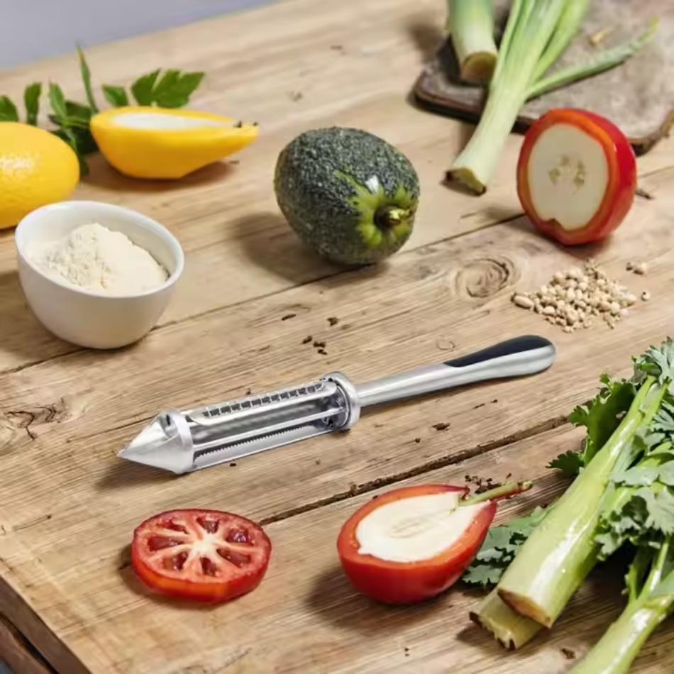 Stainless Steel Multi-Purpose Swivel Peeler Household Kitchen Fruit & Vegetable Tool with Zinc Alloy New Design for Easy Peeling серебряный
Stainless Steel Multi-Purpose Swivel Peeler Household Kitchen Fruit & Vegetable Tool with Zinc Alloy New Design for Easy Peeling серебряный