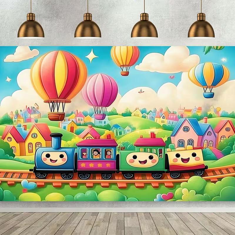 2D Kids Train & Hot Air Balloon Backdrop Whimsical Town Photography Background 47.2x31.5inch/120*80cm
2D Kids Train & Hot Air Balloon Backdrop Whimsical Town Photography Background 47.2x31.5inch/120*80cm