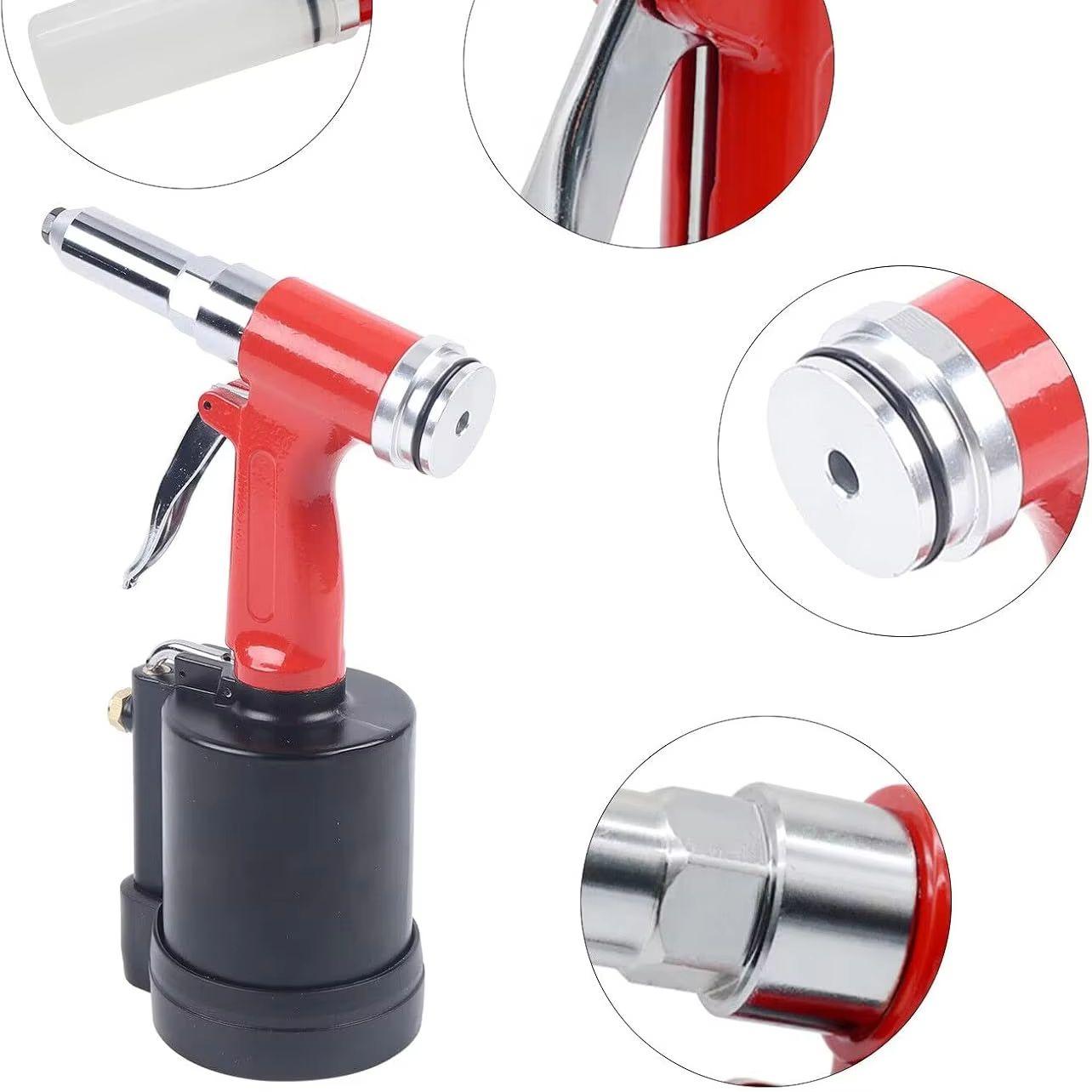 Pneumatic Rivet Nut Gun, 3.2-6.4mm Compressed Air Blind Rivet Tool with Nozzle червоний
Pneumatic Rivet Nut Gun, 3.2-6.4mm Compressed Air Blind Rivet Tool with Nozzle червоний