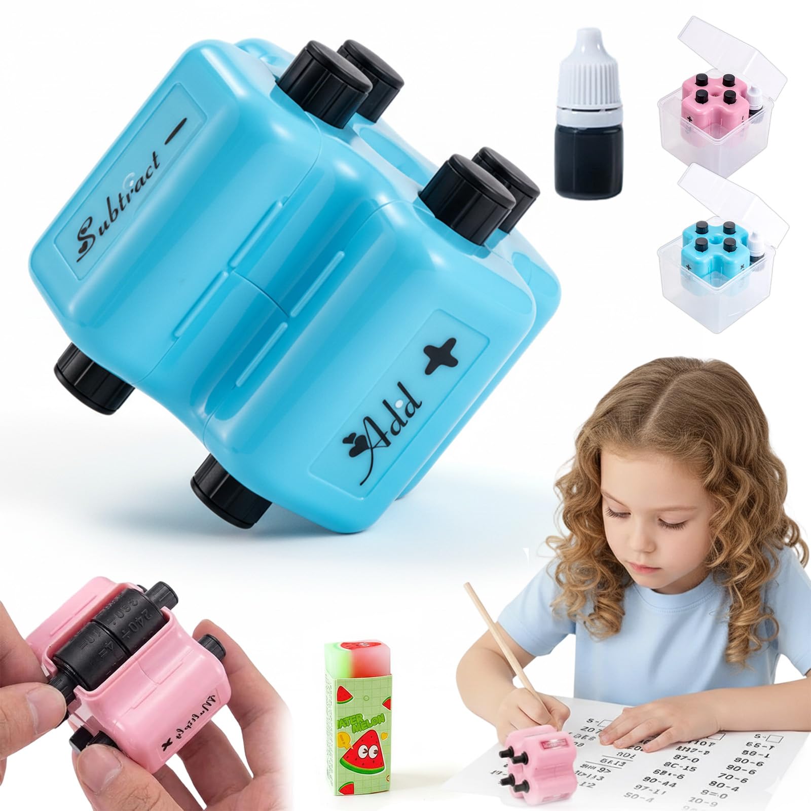 Math Teacher 4 in 1 Math Stamp Roller, Reusable Educational Toy & Learning Tools for Addition Subtraction Multiplication Division Within 100, Brain синий
Math Teacher 4 in 1 Math Stamp Roller, Reusable Educational Toy & Learning Tools for Addition Subtraction Multiplication Division Within 100, Brain синий