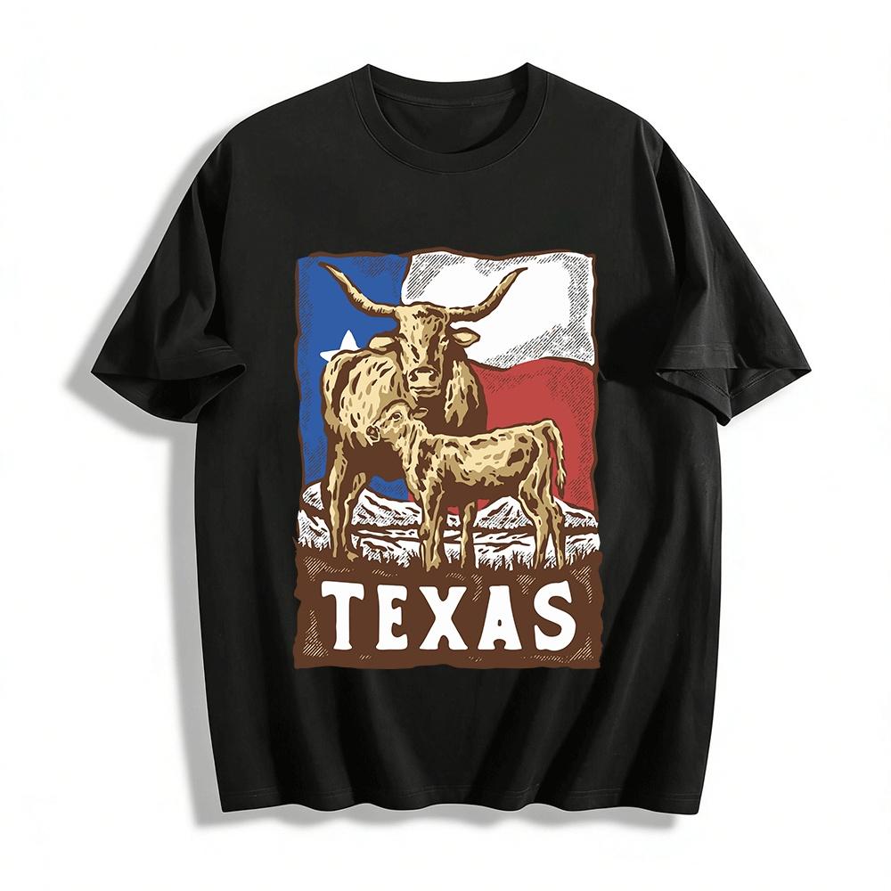 Texas Longhorn Cow And Calf Graphic Casual Tee Pure cotton T-shirt 6XL
Texas Longhorn Cow And Calf Graphic Casual Tee Pure cotton T-shirt 6XL
