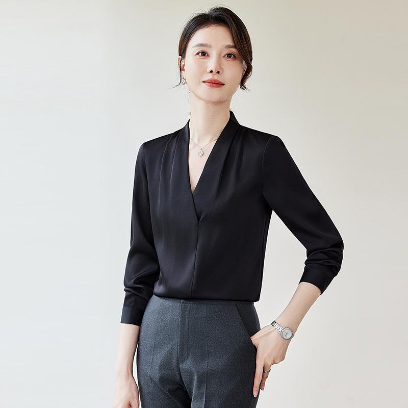 Женская белая шифоновая рубашка с V-образным вырезом - Формальный топ с длинным рукавом для профессиональных собеседований и костюмов (Весна осень) XL чёрный
Женская белая шифоновая рубашка с V-образным вырезом - Формальный топ с длинным рукавом для профессиональных собеседований и костюмов (Весна осень) XL чёрный