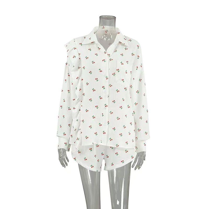 Fashion Wind Print Ruffles Long Sleeves Tops Shorts Suit Printed Shirt and Shorts Set Print L
Fashion Wind Print Ruffles Long Sleeves Tops Shorts Suit Printed Shirt and Shorts Set Print L