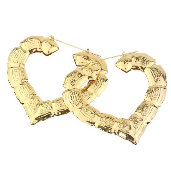 Women Hollow Big Heart/Square/Circle/Star Embossed Bamboo Stud Earrings 
Women Hollow Big Heart/Square/Circle/Star Embossed Bamboo Stud Earrings