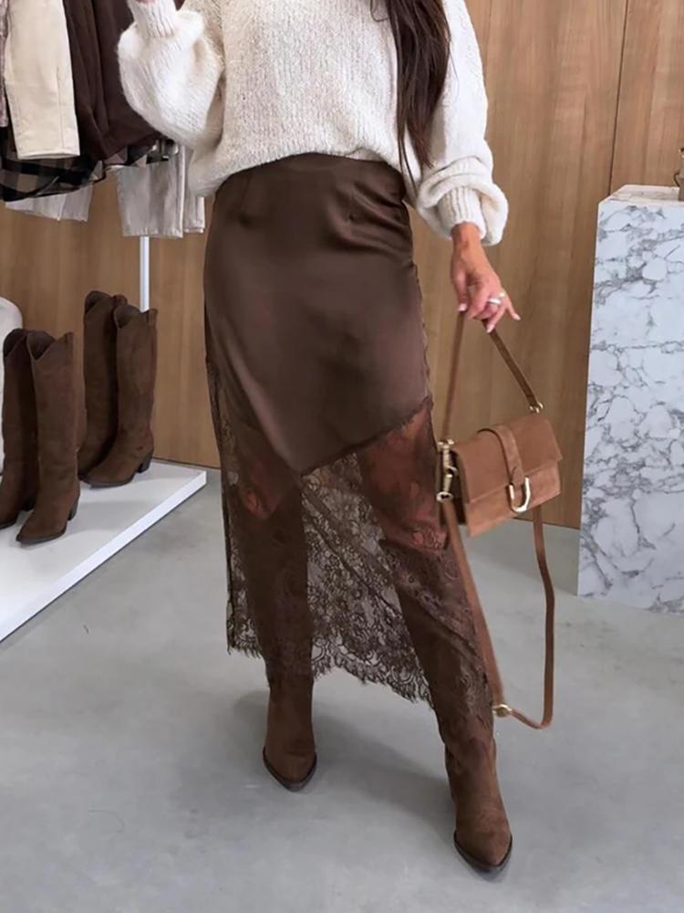 Women Satin Lace Long Skirt Elegant High Street Patchwork Sexy Loose Maxi Skirts Party Fashion Party Vestidos For Women L
Women Satin Lace Long Skirt Elegant High Street Patchwork Sexy Loose Maxi Skirts Party Fashion Party Vestidos For Women L