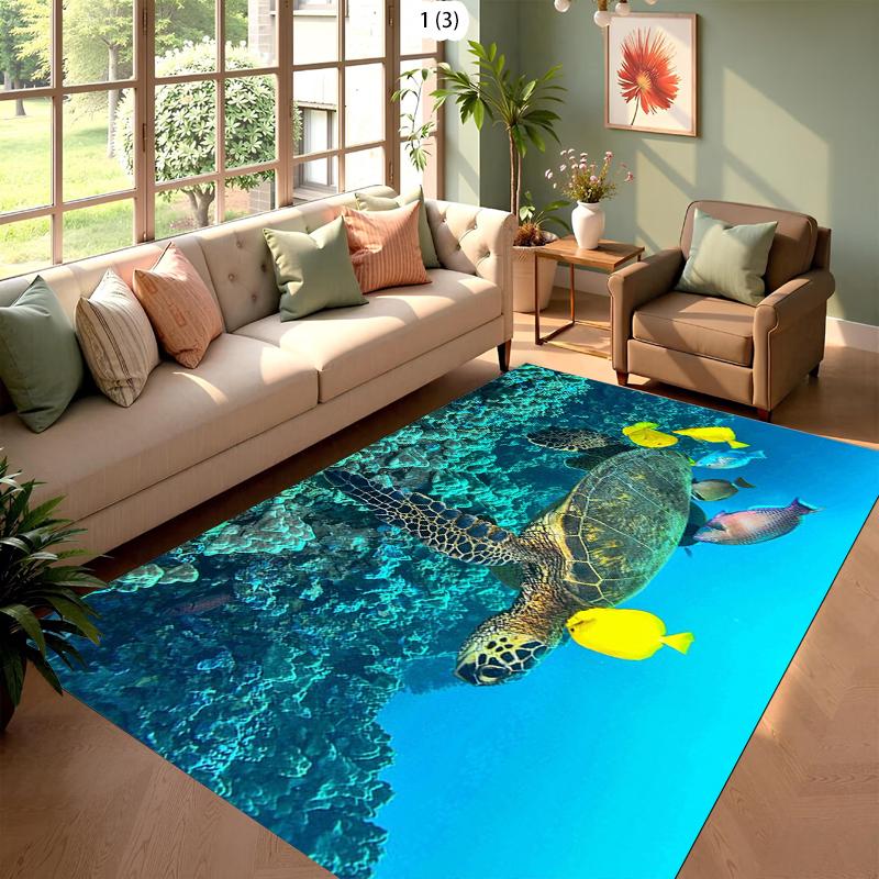 Vibrant Underwater Sea Turtle Pattern Area Rug Durable Non-Slip Decorative Carpet for Living Room Bedroom Coastal Home Decor 40X60cm
Vibrant Underwater Sea Turtle Pattern Area Rug Durable Non-Slip Decorative Carpet for Living Room Bedroom Coastal Home Decor 40X60cm