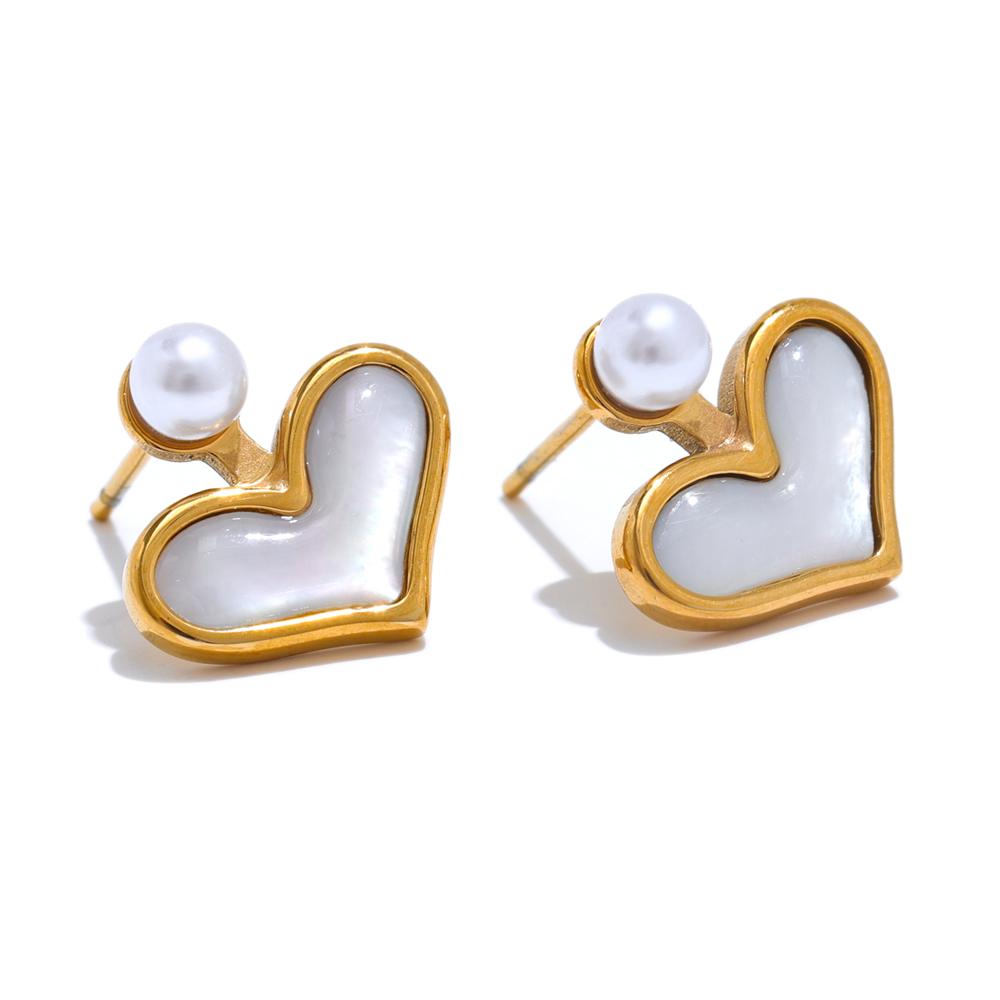 Yhpup Korean Delicate Natural Shell Simulated Pearl Heart Chic Stud Earrings Stainless Steel Office Ladies Waterproof Jewelry
Yhpup Korean Delicate Natural Shell Simulated Pearl Heart Chic Stud Earrings Stainless Steel Office Ladies Waterproof Jewelry