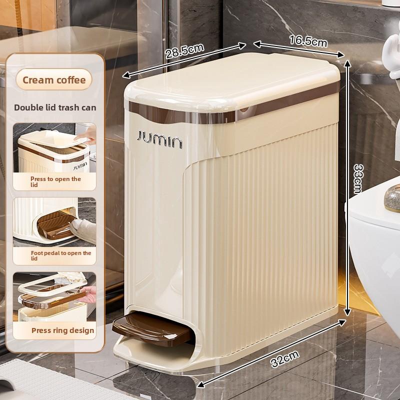 Luxury Narrow Space Trash Can Foot Press Household Plastic Waste Bin for Bathroom Living Room
Luxury Narrow Space Trash Can Foot Press Household Plastic Waste Bin for Bathroom Living Room