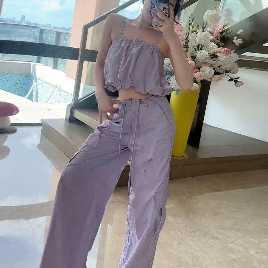 Street hot girl style casual suit women s short puffy suspender top wide-leg cargo pants two-piece summer women s suit S светло-фиолетовый
Street hot girl style casual suit women s short puffy suspender top wide-leg cargo pants two-piece summer women s suit S светло-фиолетовый