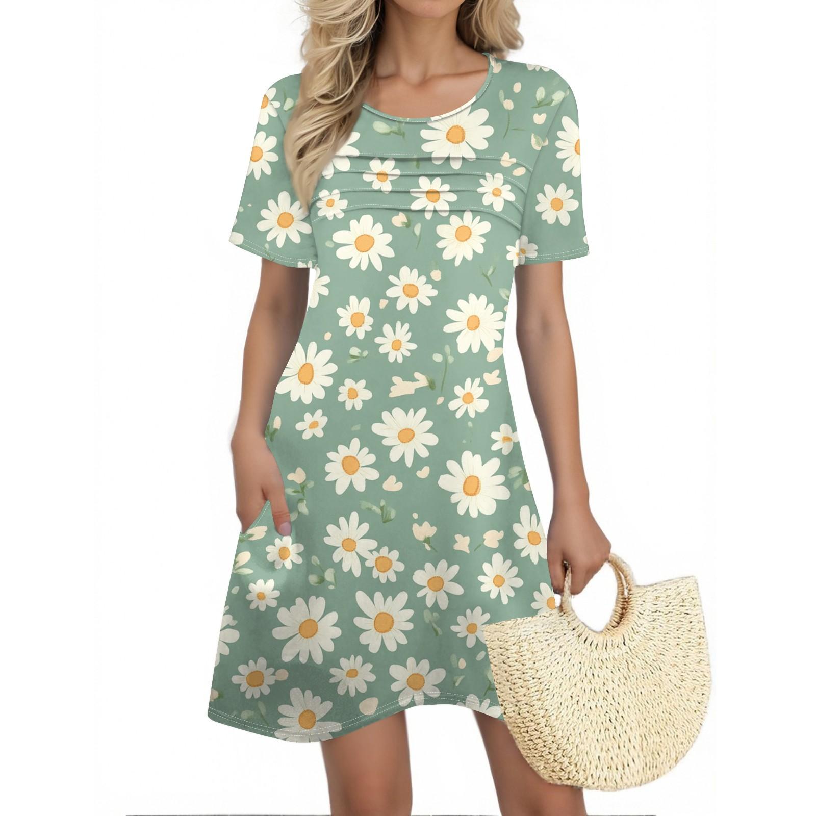 Women s Summer Dresses Women s Summer Floral Print Dresses Short Sleeve Round Tie Pocket Casual Dresses L
Women s Summer Dresses Women s Summer Floral Print Dresses Short Sleeve Round Tie Pocket Casual Dresses L