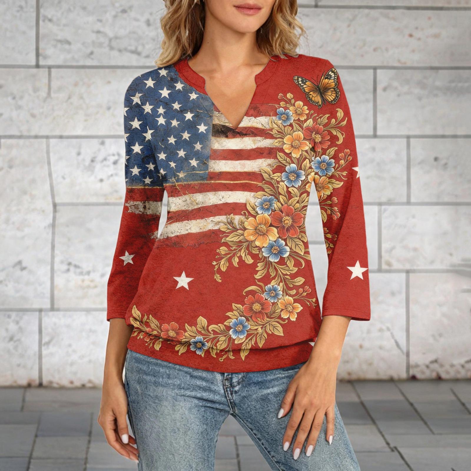 Women s 3/4 Sleeve Top With Cuffed Hem, V-Neck, Summer Casual -Shirt, Independence Day Printed Top XXL винний
Women s 3/4 Sleeve Top With Cuffed Hem, V-Neck, Summer Casual -Shirt, Independence Day Printed Top XXL винний