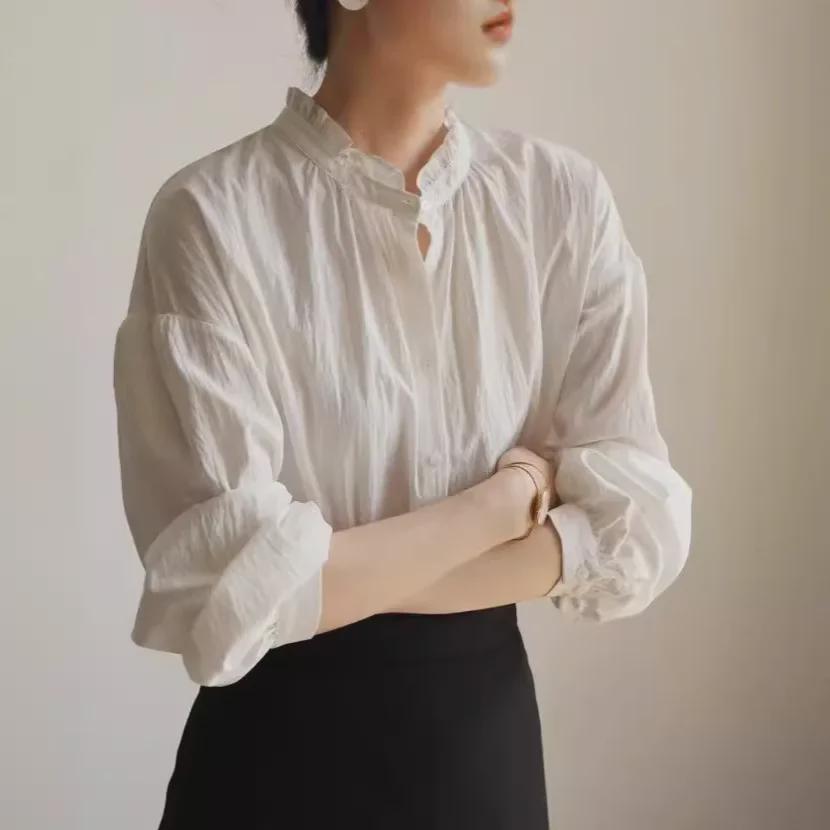 French Ruffled Stand Collar White Blouse - Women s Spring/Summer Top Extra Large білий
French Ruffled Stand Collar White Blouse - Women s Spring/Summer Top Extra Large білий