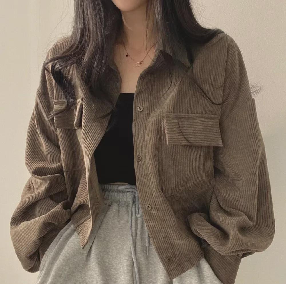 Korean Chic 2025 Spring Retro French Corduroy Single-Breasted Long-Sleeve Lapel Shirt Jacket for Women One Size кавовий
Korean Chic 2025 Spring Retro French Corduroy Single-Breasted Long-Sleeve Lapel Shirt Jacket for Women One Size кавовий