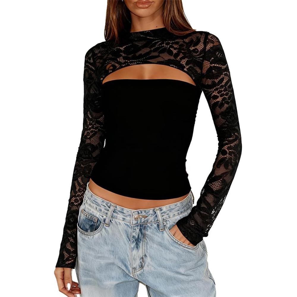 Women’s Lace Long Sleeve Going Out Top Sexy Cut Out Y2K Crew Neck Club Party Night Out Tops Mesh Lace Blouse Shirt S чёрный
Women’s Lace Long Sleeve Going Out Top Sexy Cut Out Y2K Crew Neck Club Party Night Out Tops Mesh Lace Blouse Shirt S чёрный