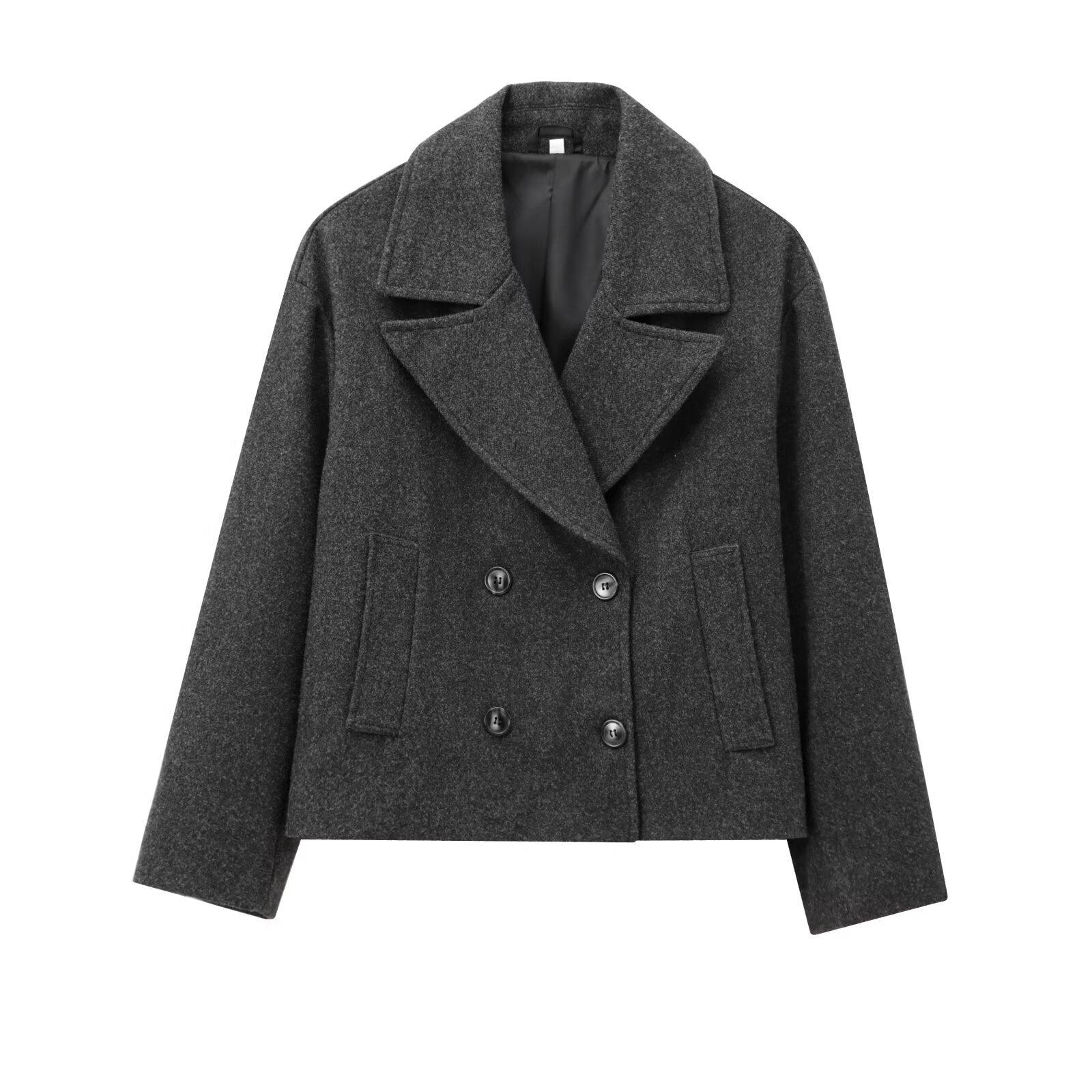 Autumn new women s clothing, European and American French design fashion double-placket wool short coat XS чорний
Autumn new women s clothing, European and American French design fashion double-placket wool short coat XS чорний