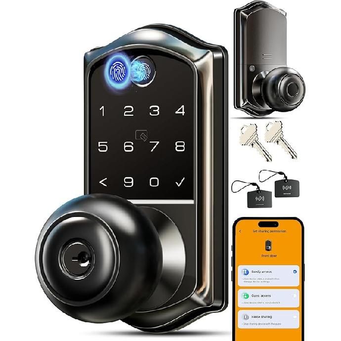 Veise VE018 Smart Knob Handle Lock - Fingerprint, App Control, Keyless Entry for Front Door and Bedroom, Electronic Digital Keypad, Auto Lock, Remote чёрный
Veise VE018 Smart Knob Handle Lock - Fingerprint, App Control, Keyless Entry for Front Door and Bedroom, Electronic Digital Keypad, Auto Lock, Remote чёрный