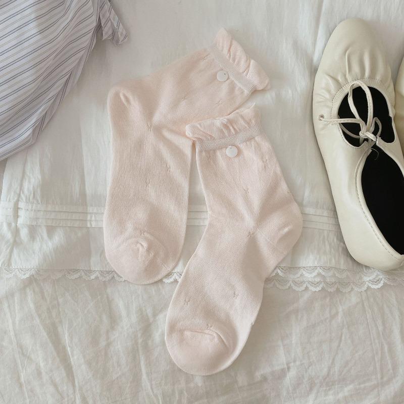 Bubble-mouth Shell Buckle Accessory, Hollowed-out Small Butterfly, Blue Lace Pile Socks, Women s Cream Mid-calf Socks 1 pair
Bubble-mouth Shell Buckle Accessory, Hollowed-out Small Butterfly, Blue Lace Pile Socks, Women s Cream Mid-calf Socks 1 pair