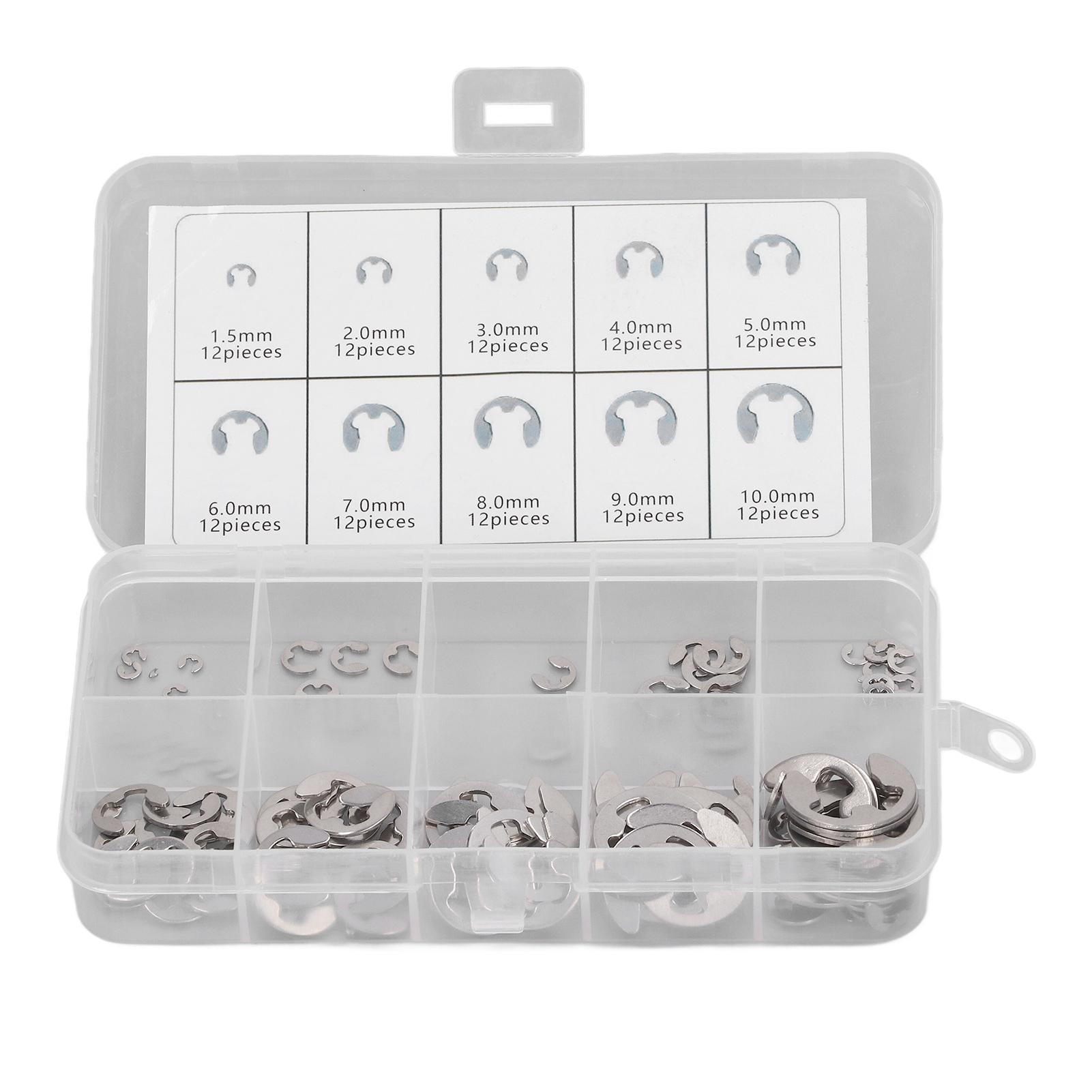 120Pcs E Clip Circlip Retaining Ring 304 Stainless Steel Assortment Set Kit for Bearing
120Pcs E Clip Circlip Retaining Ring 304 Stainless Steel Assortment Set Kit for Bearing