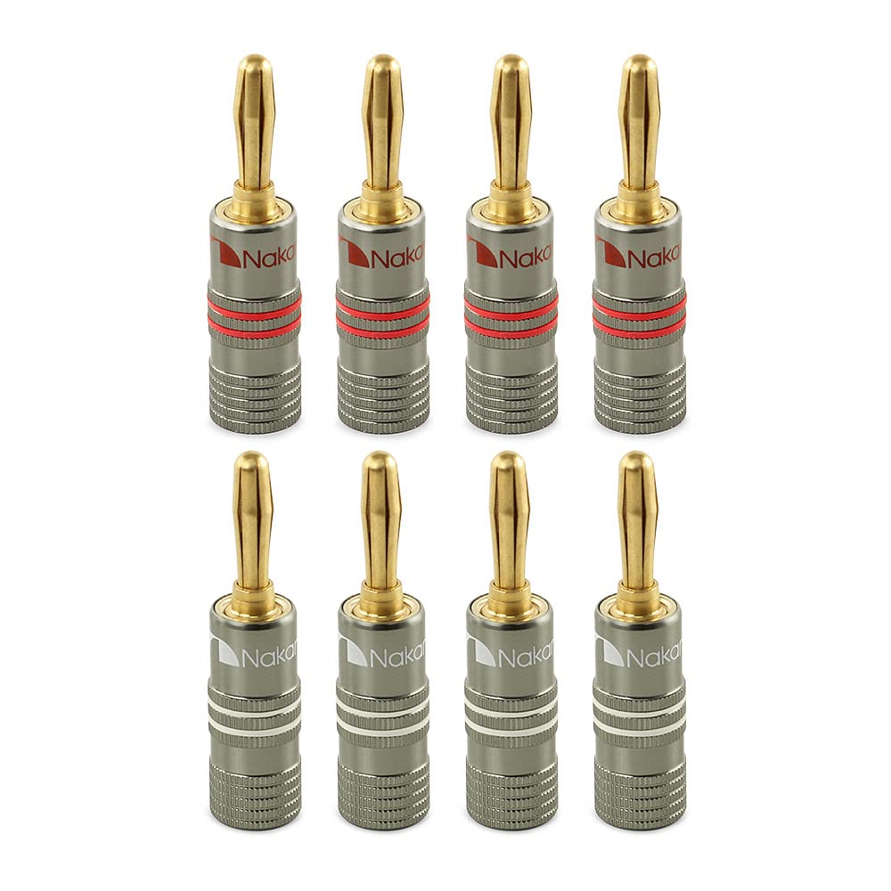 Акустические разъемы Nakamichi Ultimate Series из бериллиевой меди с покрытием из 24-каратного золота и штекером типа «банан» идеально подходят для гибких соединительных кабелей.
Акустические разъемы Nakamichi Ultimate Series из бериллиевой меди с покрытием из 24-каратного золота и штекером типа «банан» идеально подходят для гибких соединительных кабелей.