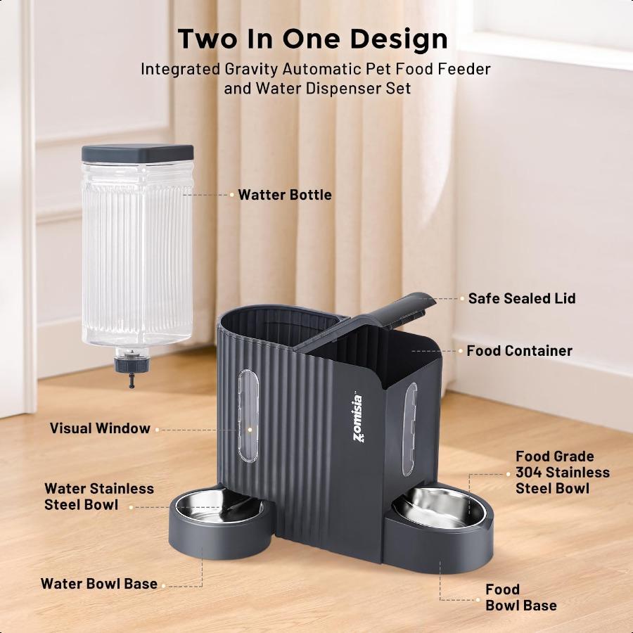 Gravity Cat Feeder and Water Dispenser with 304 Stainl Steel Bowls 2 in 1 Automatic Cat Feeder with 180 Degree Rotatable Water United States
Gravity Cat Feeder and Water Dispenser with 304 Stainl Steel Bowls 2 in 1 Automatic Cat Feeder with 180 Degree Rotatable Water United States