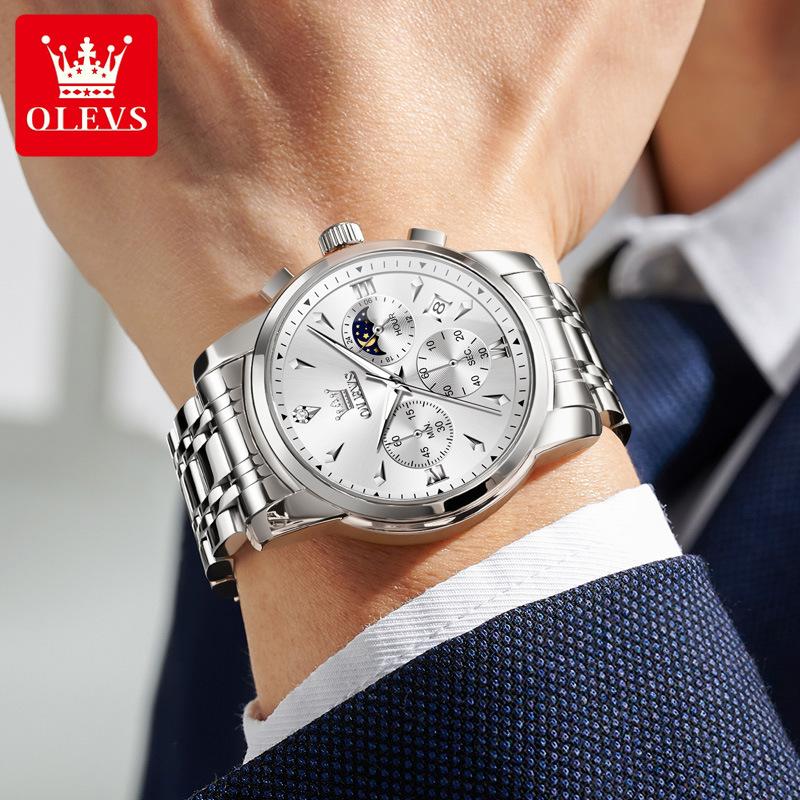 Moon Phase Chronograph Men s Watches Classics Waterproof Quartz Watch Luminous Stainless Steel Brand Watch срібний/сірий
Moon Phase Chronograph Men s Watches Classics Waterproof Quartz Watch Luminous Stainless Steel Brand Watch срібний/сірий