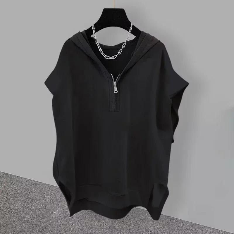 Summer Men s Zip Up Sleeveless Hooded T-shirt Korean Fashion Tank Tops Y2K Streetwear Casual Vests Hip Hop Tee Shirts XXXL чорний
Summer Men s Zip Up Sleeveless Hooded T-shirt Korean Fashion Tank Tops Y2K Streetwear Casual Vests Hip Hop Tee Shirts XXXL чорний