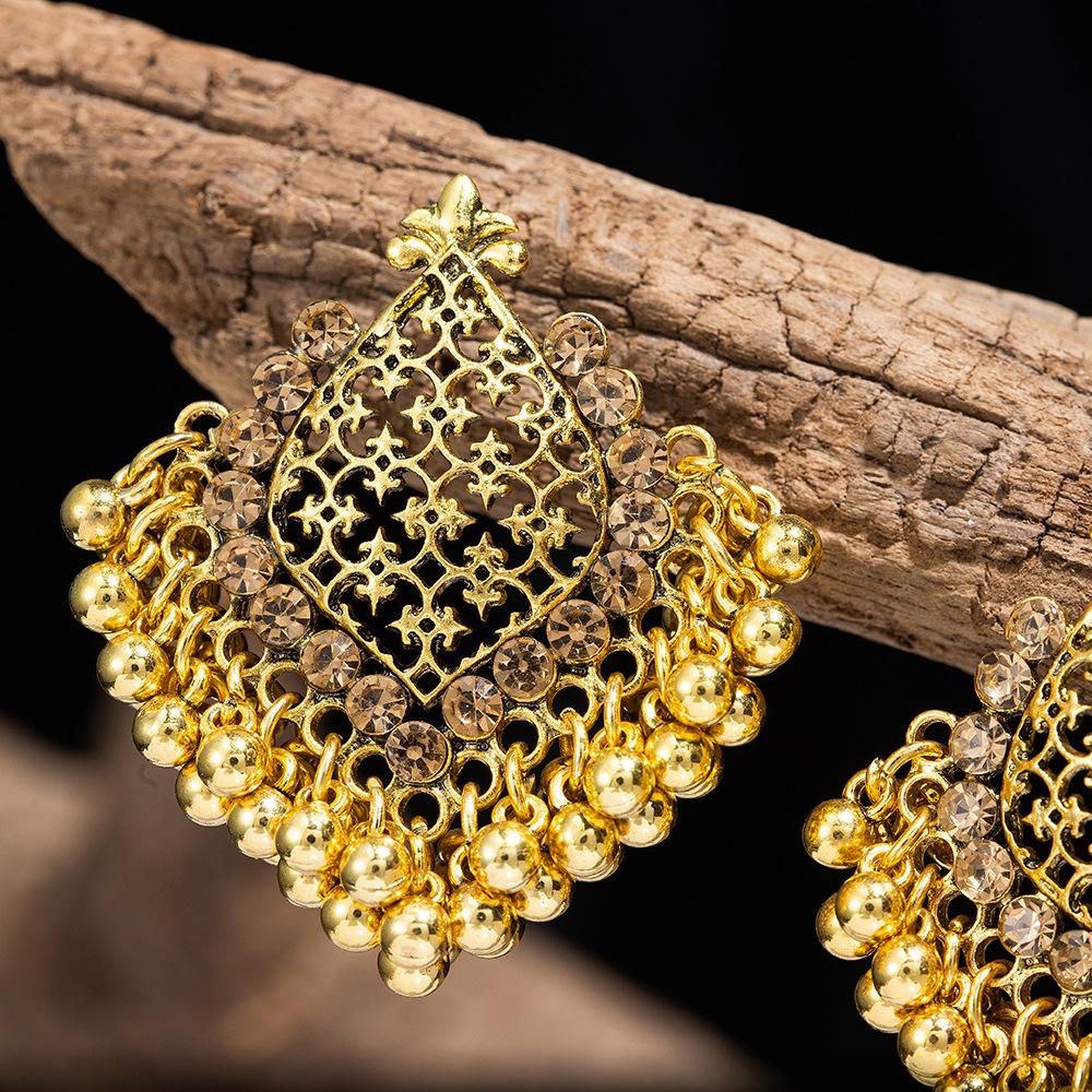 Ретро Этнический Стиль Серьги из Цинкового Сплава с Волнистыми Крючками для Женщин золотой/шампанского