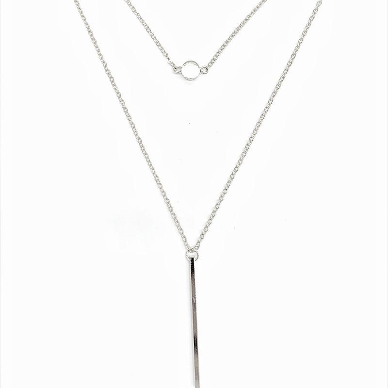 Europe, America, fashion temperament women s snake bone chain accessories, simple small dot hanging stick double-layer necklace срібний
Europe, America, fashion temperament women s snake bone chain accessories, simple small dot hanging stick double-layer necklace срібний