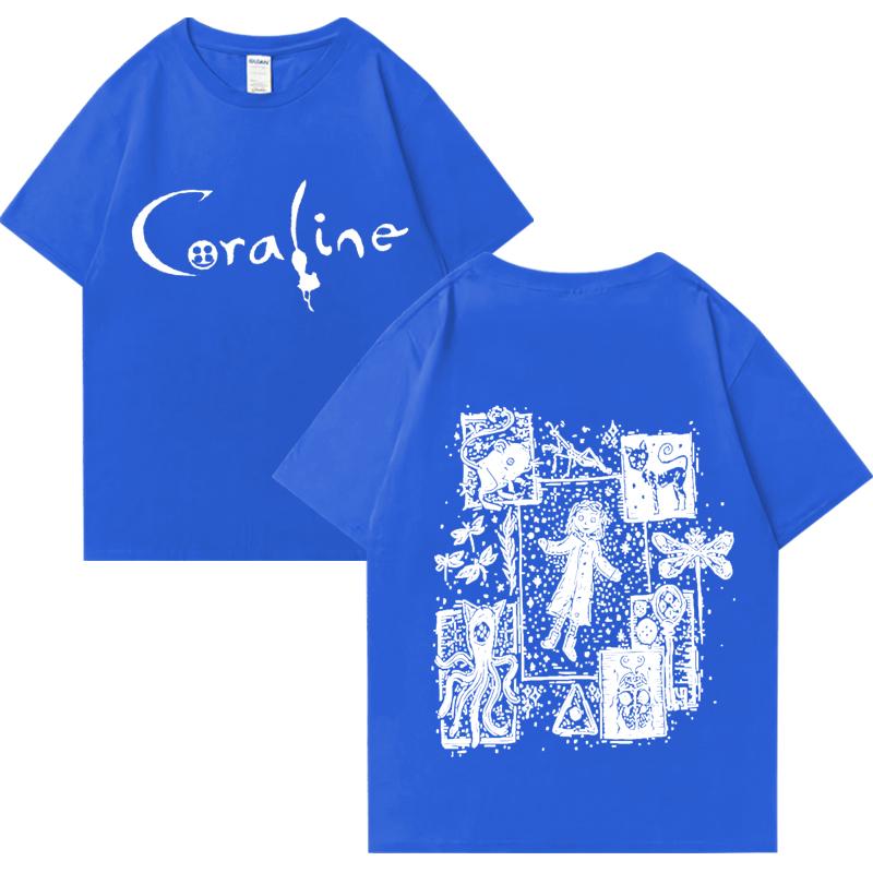 Жіноча вінтажна футболка з графікою фільму Coraline, модна вінтажна вулична футболка, великі розміри, 100% поліестер, короткі рукави L синій
Жіноча вінтажна футболка з графікою фільму Coraline, модна вінтажна вулична футболка, великі розміри, 100% поліестер, короткі рукави L синій