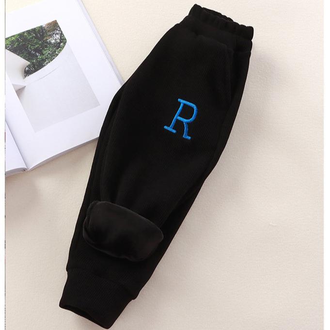 Детские брюки из бархата большого размера, зимние модели, большие детские брюки, утолщенные хлопковые брюки для мальчиков и девочек, теплые брюки 80 чёрный