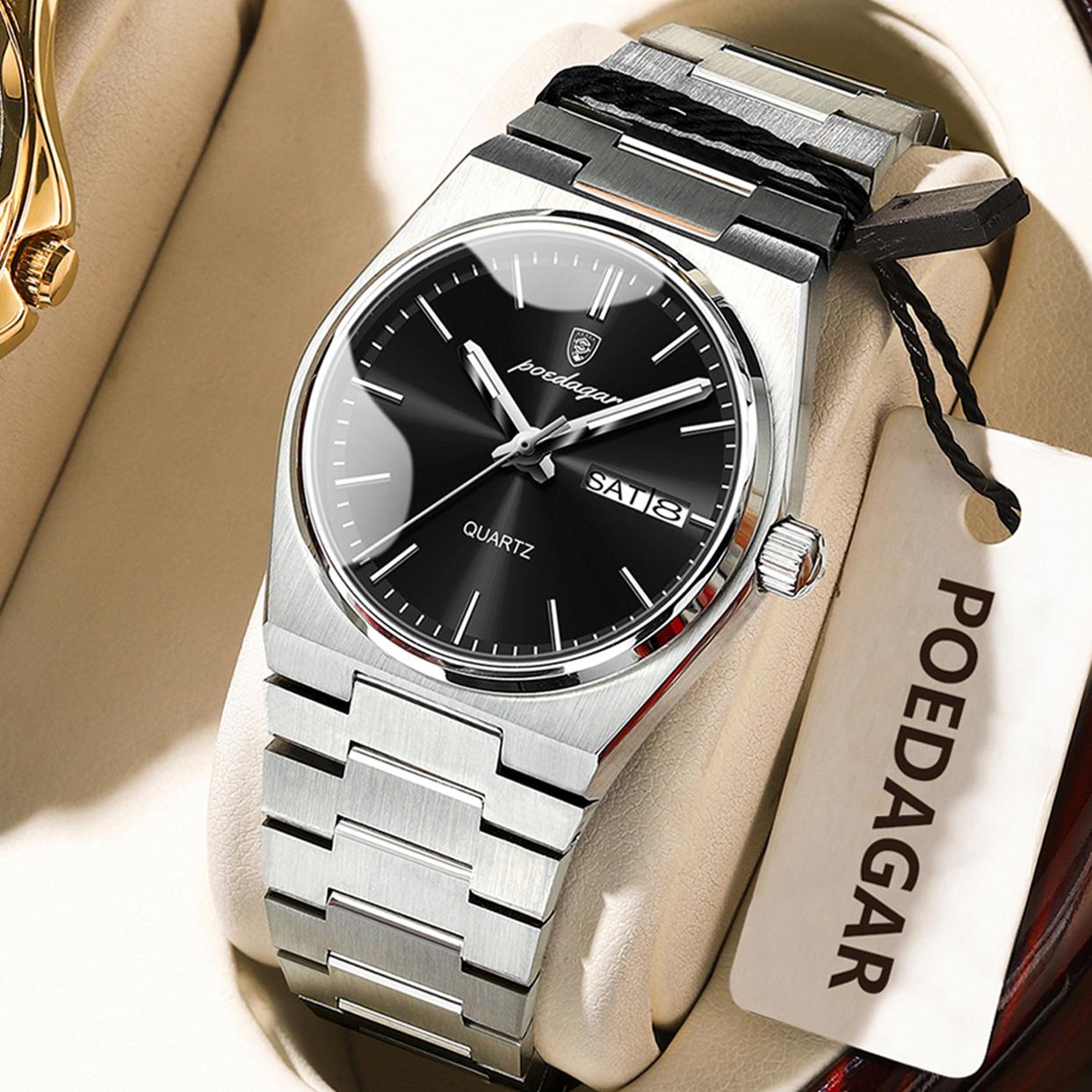 POEDAGAR Elegant Woman s Watch Date Week Waterproof Luminous Clock Quartz Stainless Steel Fashion Watches for Women Reloj чёрный/серебряный
POEDAGAR Elegant Woman s Watch Date Week Waterproof Luminous Clock Quartz Stainless Steel Fashion Watches for Women Reloj чёрный/серебряный
